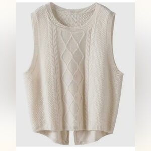 Cream Cable Knit Sleeveless Sweater